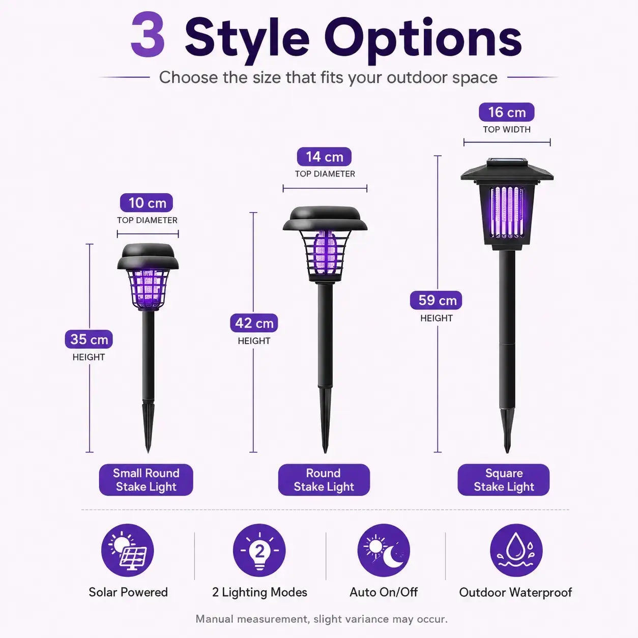 Solar-Powered Mosquito Zapper Light – Dual-Mode Outdoor Garden Stake Lamp for Insect Control & Pathway Lighting, Weather Resistant, Easy Setup, Available in Round & Square Designs