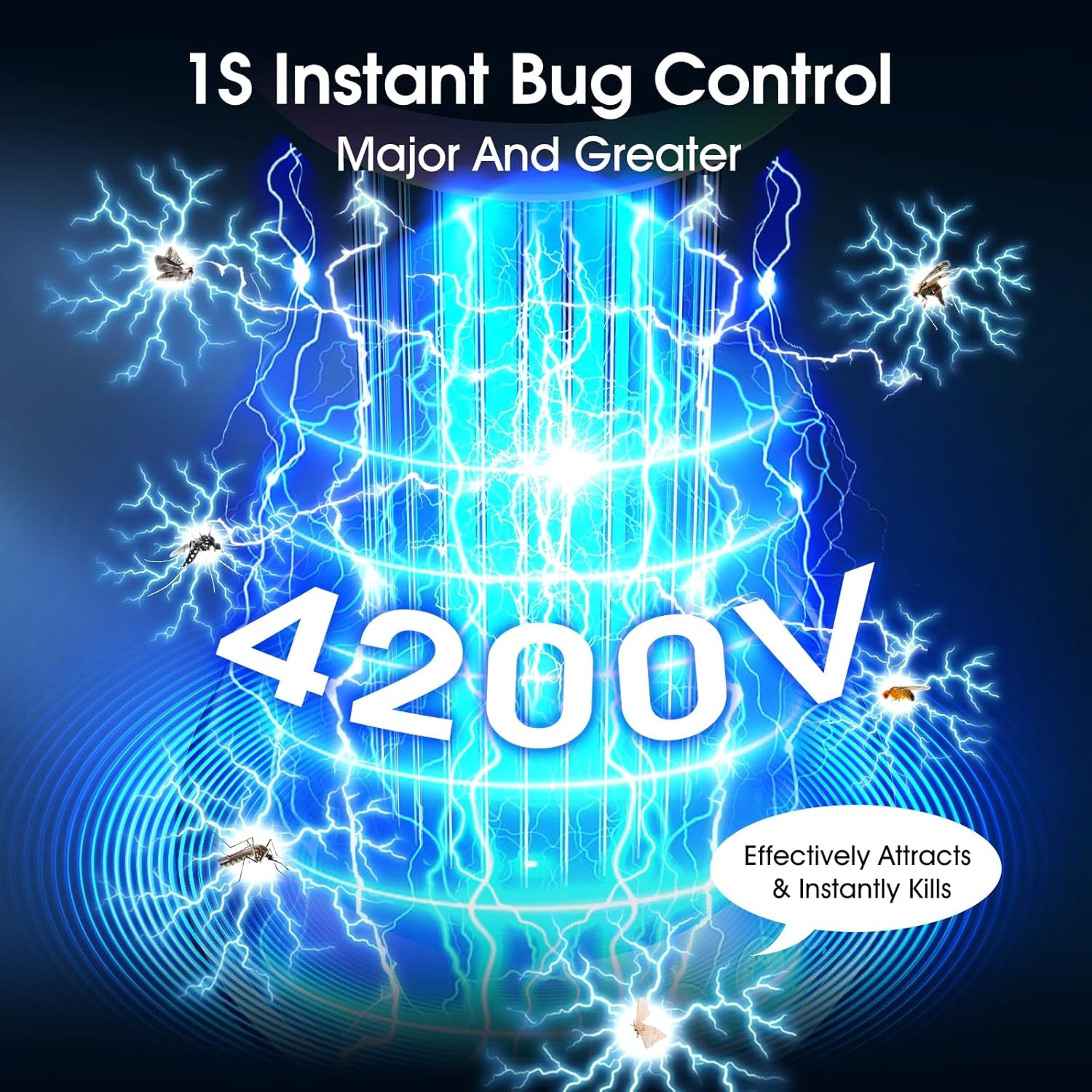 Solar Bug Zapper Outdoor, Powerful 4200V Electric Mosquito Zapper with Upgraded Mosquito Attraction Light, Auto On/Off, IPX6 Waterproof Insect Zapper for Patio, Garden & Camping